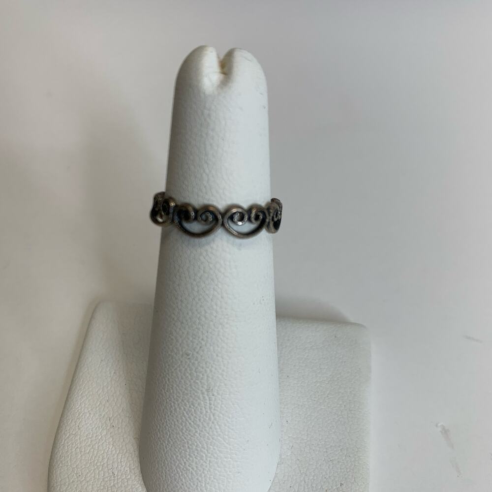 Bronze Scroll Hearts Ring Sz 4.5 3/16" wide